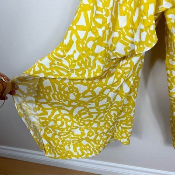 Anthropologie MAEVE Yellow White Ruffle Jumpsuit 0 - Picture 6 of 9